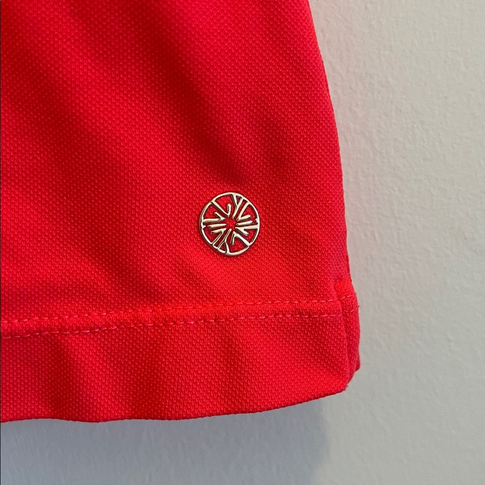 LILLY PULITZER Luxletic red polo shirt puff sleeves size Medium - Picture 3 of 5